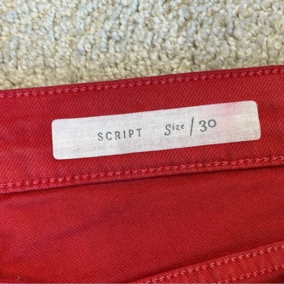 Anthropologie Pilcro and the Letterpress Coral Red Script Faded Crop Raw Hem 30 - Picture 9 of 16